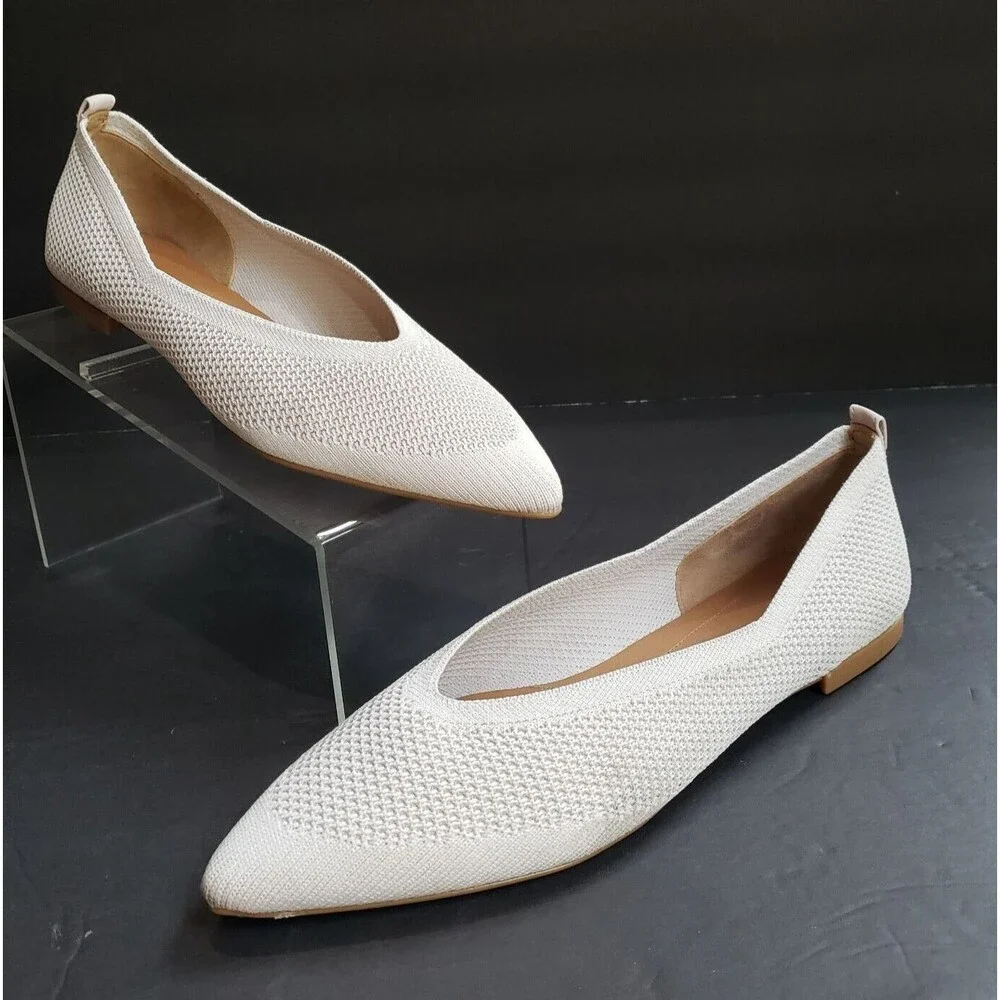 Everlane 40 Hour ReKnit Ballet Flats Womens Size 11 Light Stone Knit Pointed Toe